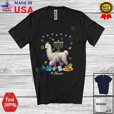 Custom Name Menorah On Llama; Adorable Hanukkah Llama Animal Lover; Family Shirt