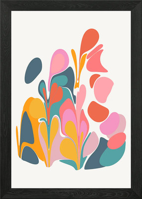 Colorful Flowing Abstract Ebru | Mo Framed Wall Art Poster Canvas Print Picture