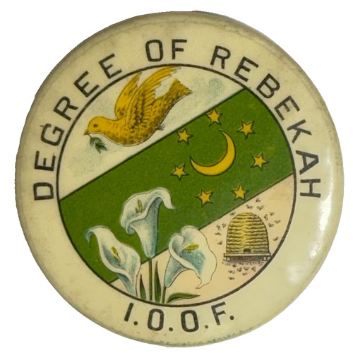 Degree of Rebekah IOOF Odd Fellows Women's Division 1.75" Celluloid Pinback