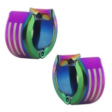 Stainless Steel Rainbow Line Huggie Hoop Earrings 13mm Length, 7mm Width