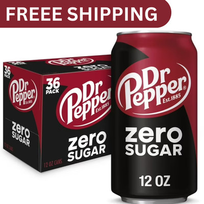   Dr Pepper Zero Sugar Soda   36 Pack (12 fl. oz. Cans)FREE SHIPPING  