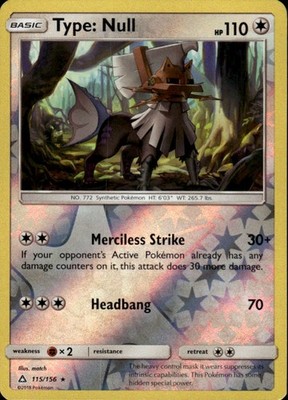 Type: Null Reverse Holo Rare SM - Ultra Prism 115/156 NM