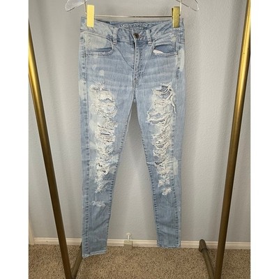 NWOT American Eagle Women's Distressed Hi Rise Stretch Jeggings