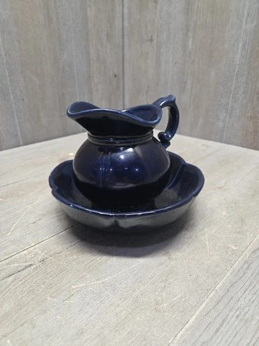 Vintage Rare Cobalt Blue McCoy 7528 Pitcher and matching bowl 7528