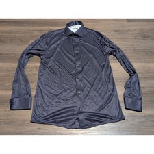 Collars Co Small Mens Dress Shirt Navy White Polka Dot Button Up Long Sleeve