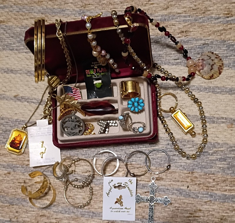 Lot of VTG to Now, Costume Jewelry with Red Velvet Jewelry Box, Approx 27 PCS.