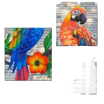 Eisen Papagei Wandschmuck modernes Design blau orange weiß 31 x 23 cm