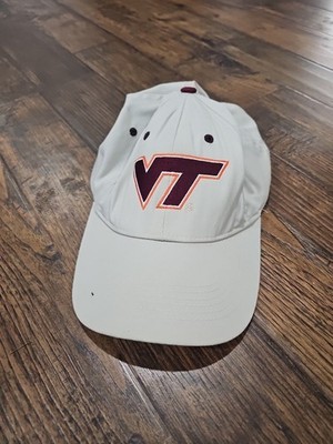 Virginia Tech Hokies Hat Cap Strap Back Hook Loop Khaki Embroidered Logos - READ
