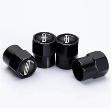 Compatible With Lincoln 4pcs Tire Valve Stem Caps Black Anodized Aluminum Set