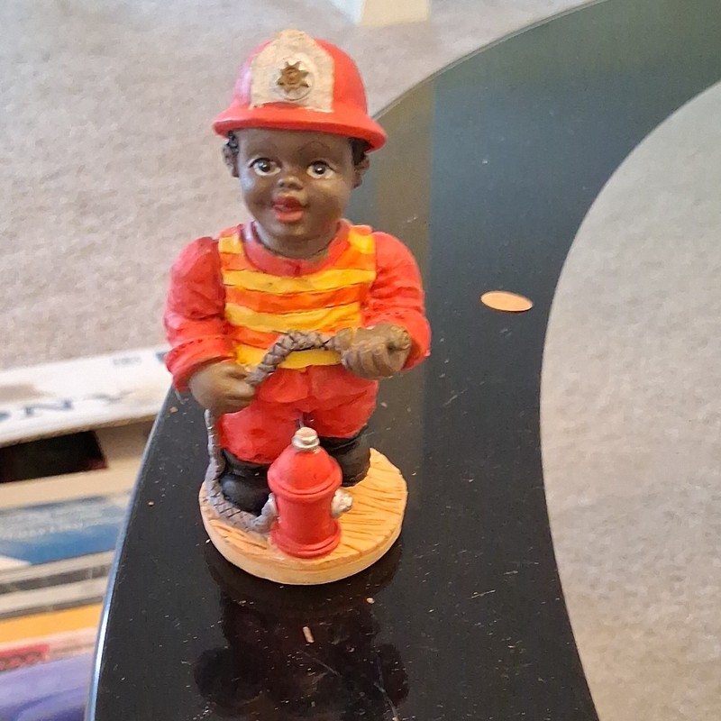 Firefighter Figurine Statue w/ Fire Hydrant & Hose - Firefighting & Rescue Theme