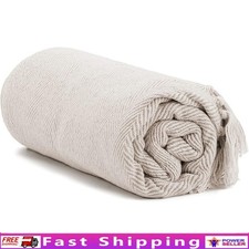 100 Cotton Lightweight Throw Blanket Cozy Herringbone Design Indoor Outdoor Use