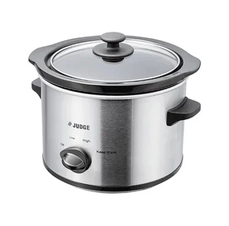 Slow Cooker by Judge - 1.5L, Black, Glass Lid, Cool Touch Handles, Easy Clean