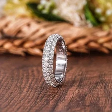 6.00Ct Round Cut Natural Diamond Real 14K White Gold Proposal Eternity Band Ring