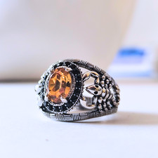 Herren Ring Silber 925 plattiert Naturstein Männerring Gold Stein Skorpion Ring