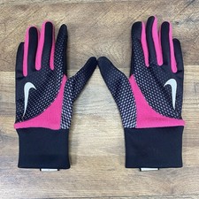 Nike Women's Lightweight Fleece Running Gloves Pink/Black Size Medium Just Do It