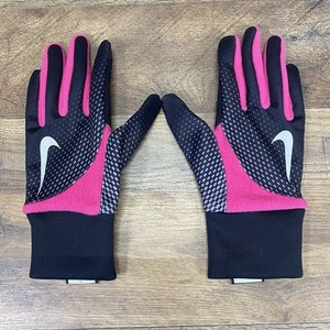 Nike Women's Lightweight Fleece Running Gloves Pink/Black Size Medium Just Do It
