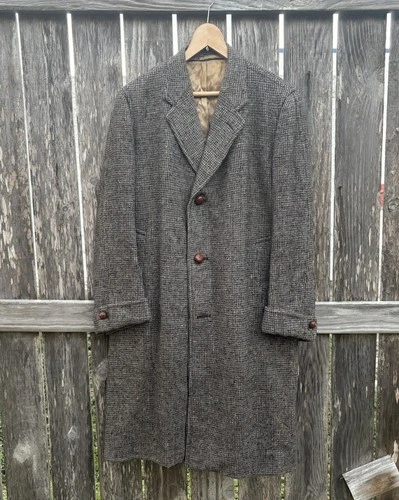 Donegal Tweed Handwoven Ireland Wool Men's Overcoat Kevin & Howlin Dublin 50s - product listing photo