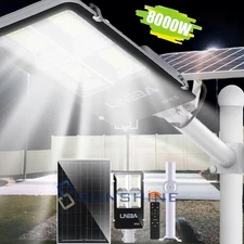 Commercial 8000W LED Outdoor Dusk to Dawn Solar Street Light Road Area Lamp+Pole