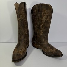 Roper Riley Scroll Embroidered Snip Toe Pull On Cowboy Women’s Size 8