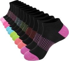 12 Pairs Ankle Socks for Women Men, Athletic Running Socks Cushioned Low Cut S