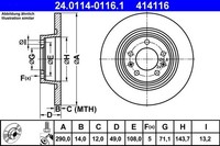 2X Ate Bremsscheibe 24.0114-0116.1 FüR CitroËN Fiat Peugeot Toyota