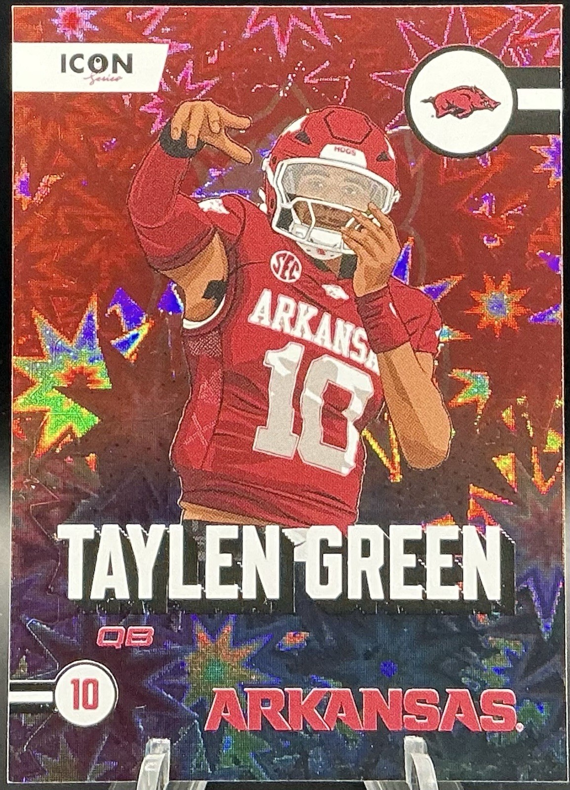 2024 ONIT Arkansas Razorbacks Taylen Green Icon Series IC-2 Silver Foil Rookie