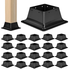 4x4 Post Base 20 Pcs Heavy Duty Steel Brackets Internal 3.6" x 3.6" Black Deck
