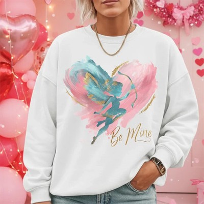 Be Mine Heart Valentines Day Sweatshirt Preppy Pink Design