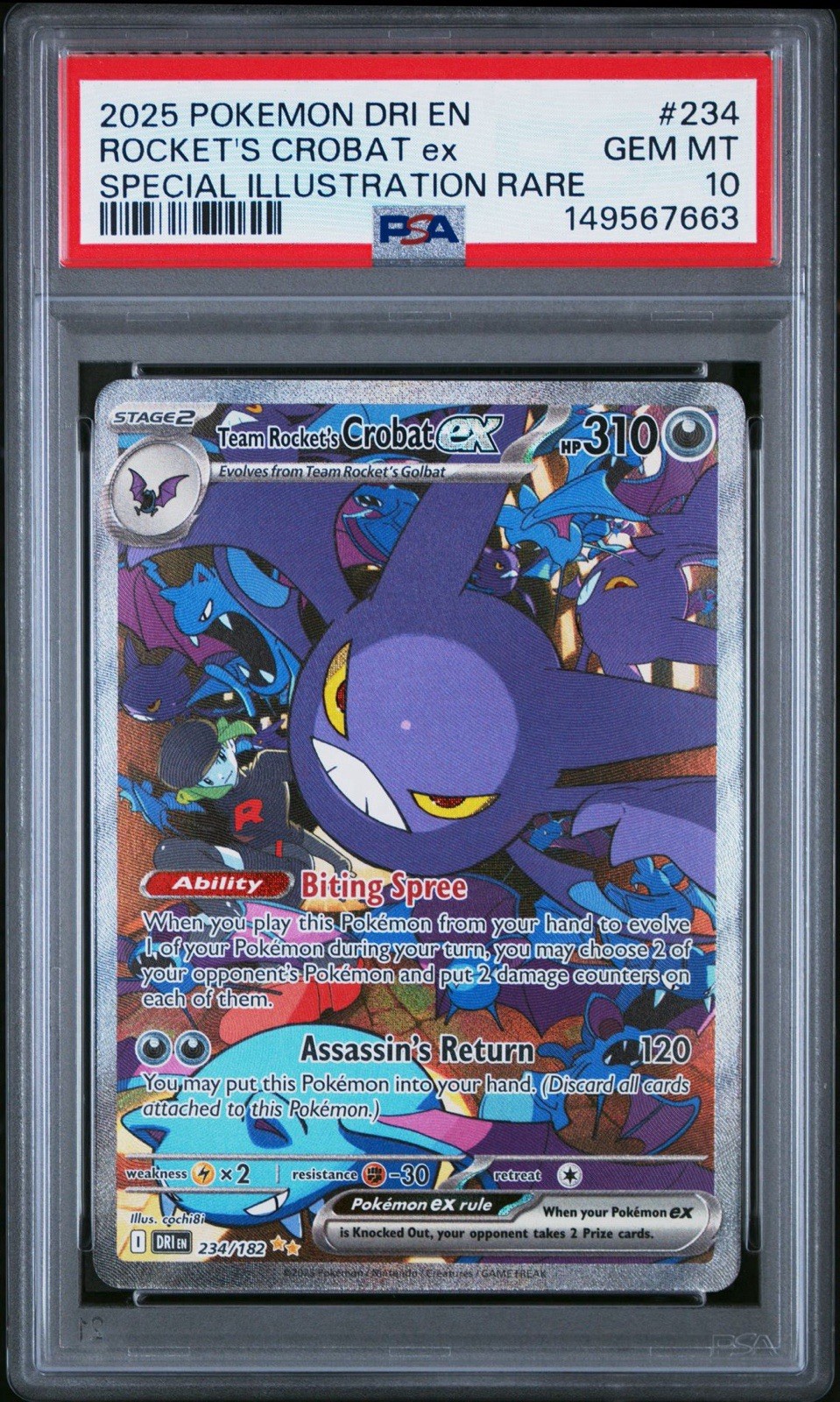 Team Rocket's Crobat ex 234/182 Sv10: Destined Rivals Holo