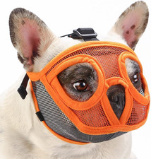 Short Snout Dog Muzzle, Breathable Mesh Flat Faced Muzzle for French Bulldog Shi