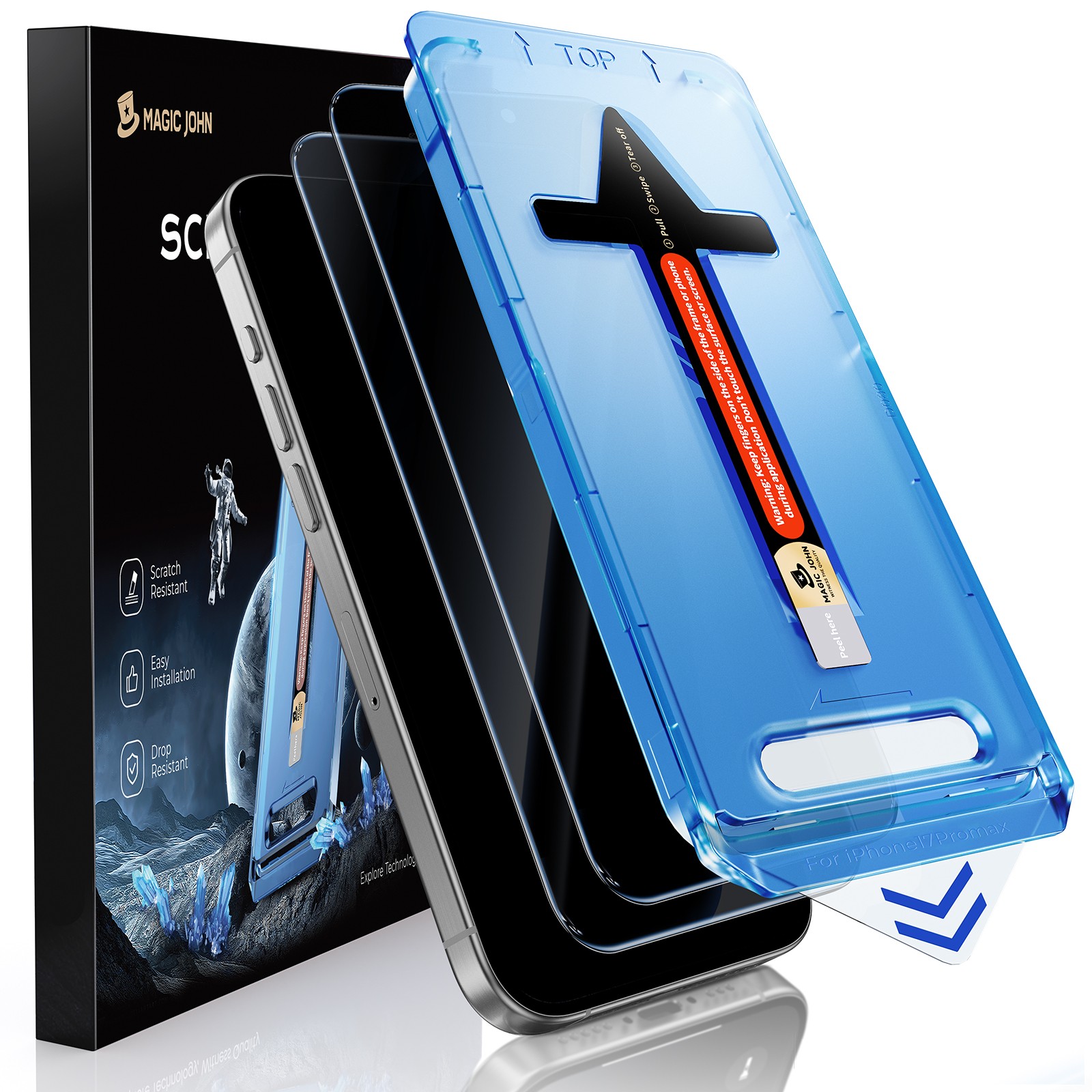 MAGIC JOHN 2 Pack for iPhone 17 Pro Max 6.9 inch tempered Glass Screen Protector