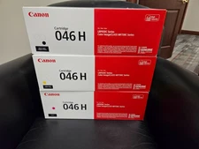 Lot of 3 Genuine Canon 046H 3 Toner, Black Yellow Magenta will overbox, NIB
