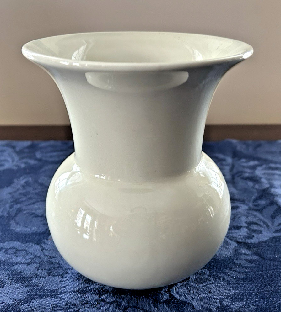 Vintage Italian Glazed Pottery Curved Vase Off-White Marked "C.E." 6" thumbnail 2