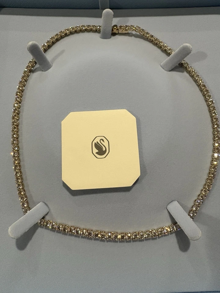 Swarovski - Collar Tenis Matrix - Corte Redondo, Amarillo, Chapado en Dorado-Talla: M Foto 4 de 4