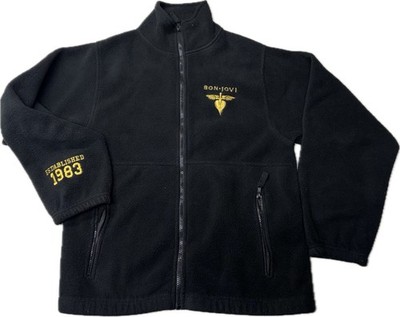 Vtg Bon Jovi Mens Small Full Zip Fleece Jacket Embroidered EST. 1983 Backstage