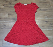 Red Floral Lace Dress, New Look, 12, Women's, Flowery, 2013