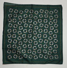 Rare 1990s Polo Ralph Lauren BUOY Pattern Green Silk Pocket Square 17 x 17 Italy