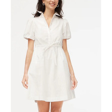 J Crew Short Sleeve Collared Tie Waist Button Cute Mini Dress US Women's 10