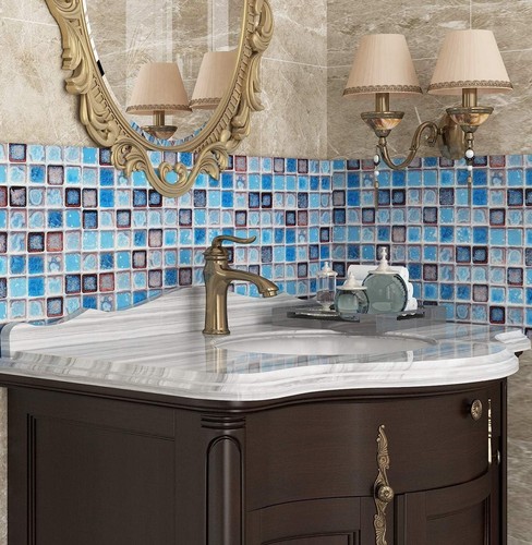 Livelynine 15.8 x 394 Inch 15.8" x 394", Blue Mosaic Tiles - Picture 3 of 7