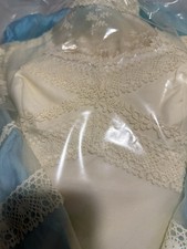 Wedding Dress Long-sleeve With Crocheted Tiered Skirt Vintage 1970s