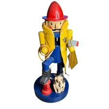Kurt S Adler Wooden Franky Fireman & Dalmatian Dog Nutcracker 12" (no ladder)