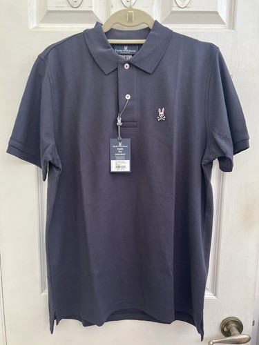 Herren Psycho Bunny Classic Polo Kurzarm Navy Blau M