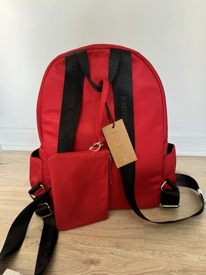 Mochila Steve Madden Nylon Dr126125 Nueva con Etiquetas, Roja, Mochila y Bolsa Foto 2 de 4