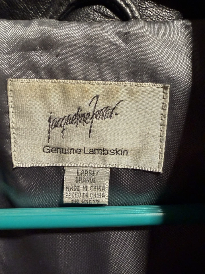Jacqueline Ferrar Black Genuine Lambskin Leather Jacket Womens Sz Large Coat - Image 2 of 4