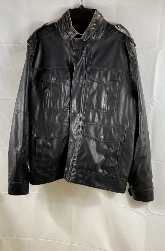 Levi's Men's Brown Faux Leather Four Pocket Moto Jacket Quilted Lined Size XL
