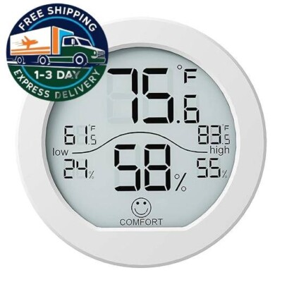 Termómetro higrómetro digital para temperatura ambiente y humedad en interiores.