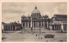 A807  Italy Rome Roma Piazza e Basilica di S Pietro Vatican Tram RPPC postcard
