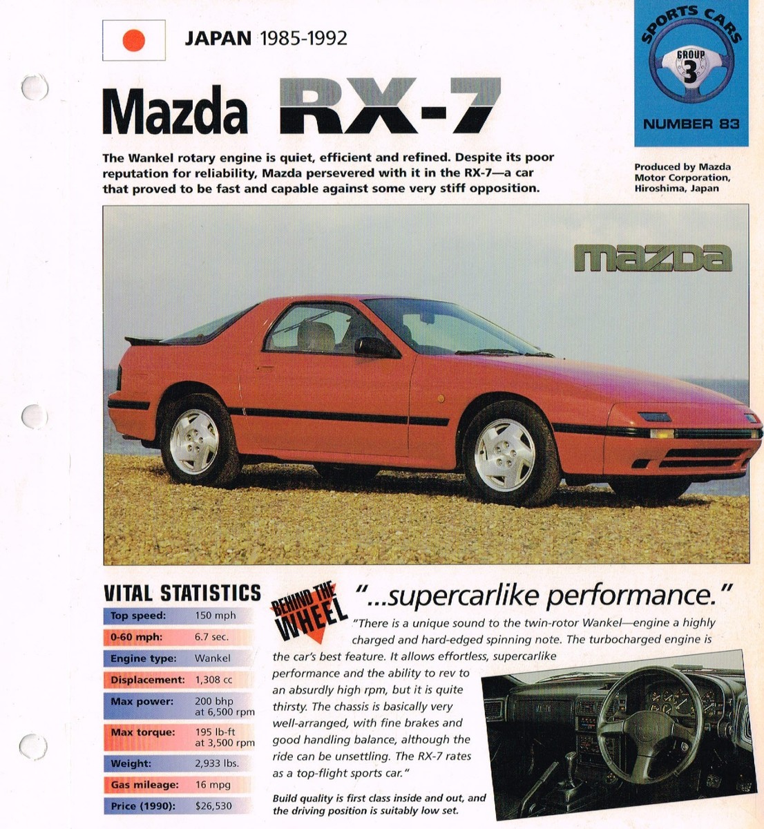 Mazda RX-7 RX7 IMP Brochure- 1988,1989,1990,1991, | eBay