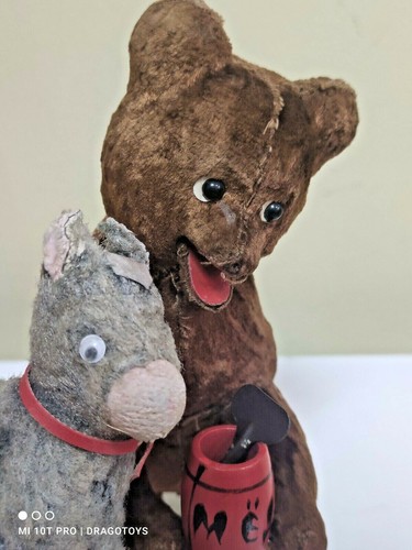 VINTAGE DONKEY AND BEAR WIND UP FRIENDS TOYS 1 KEY SOVIET ERA USSR BULGARIA - Picture 2 of 12