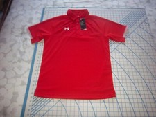 MENS SMALL RED/WHITE UNDER ARMOUR POLO SHIRT - NWT
